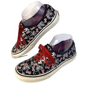 Vans Hello Kitty Unisex W6.5 M5 Sneakers Black Red Sanrio Low Top Canvas Skater